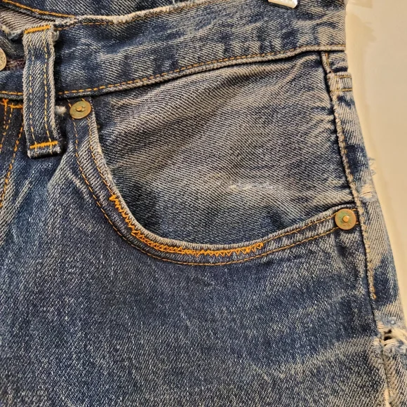 Levi's Big E Cropped Cuffed Selvedge Jean's Size 30x25.5 RARE